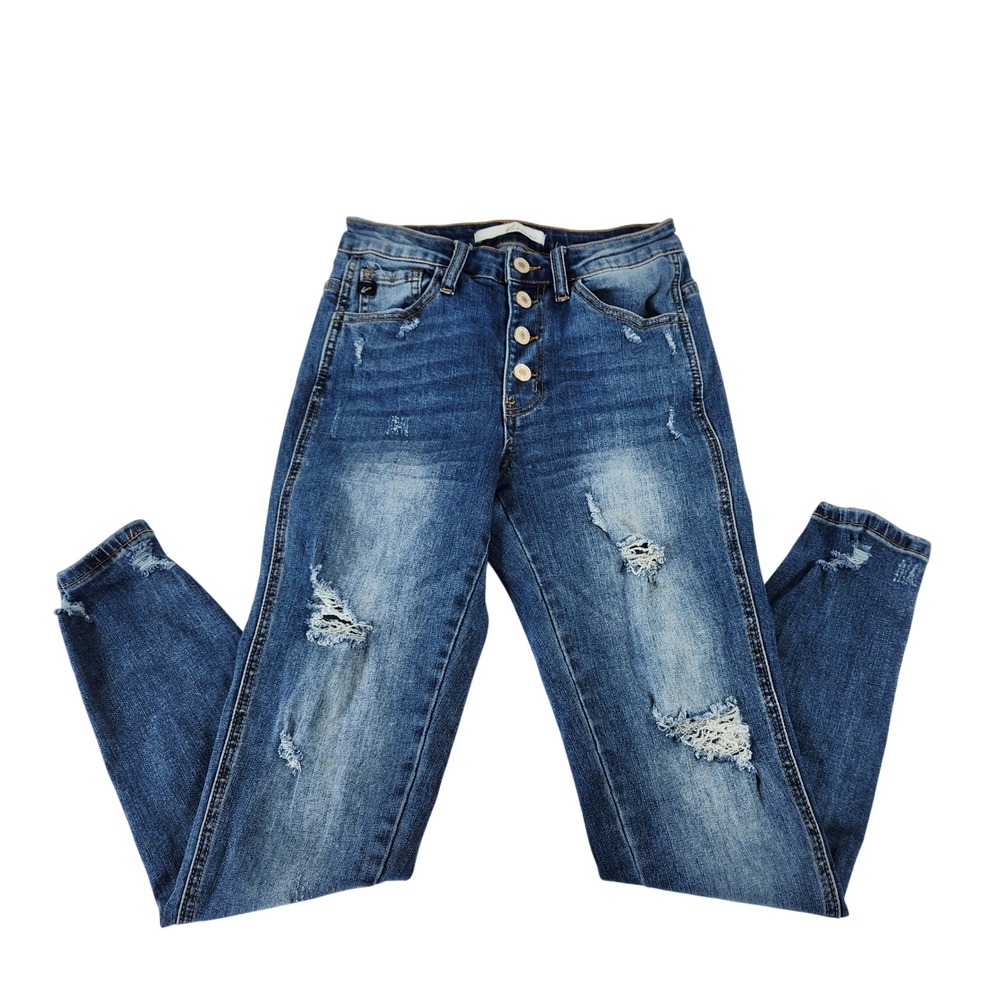 KanCan Womens High Rise Button‎ Fly Distressed Skinny Jeans Blue Size 3 KC5109M